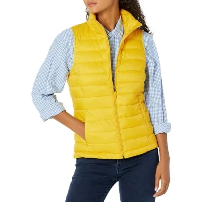 Imagen de Amazon Essentials Chaleco Plumífero Plegable y Ligero, Resistente al Agua Mujer, Amarillo, M