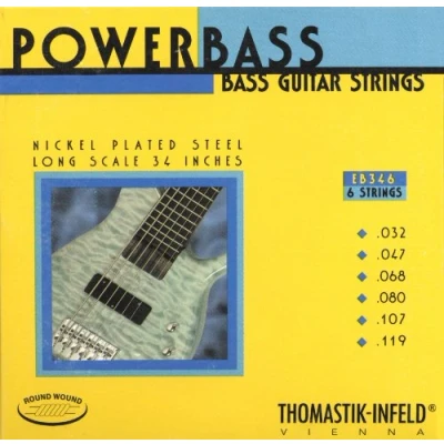 Imagen de Thomastik cuerdas para Bajo Eléctrico Power Bass Magnecore entorchado redondo núcleo hexagonal EB346 juego 6 escala larga 34&quot;