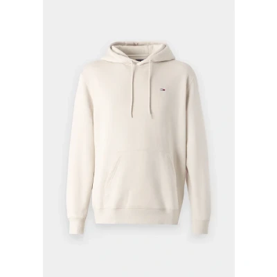 Imagen de Tommy Jeans Hoodie Hombre Regular Fit Flag Fleece con Capucha, Marfil (Newsprint), L