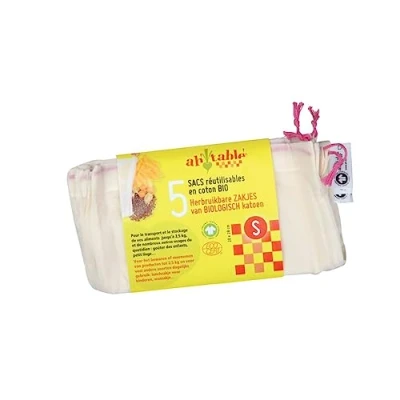 Imagen de Ecodis 5 bolsas reutilizables para cereales y leguminosas, de algodón orgánico