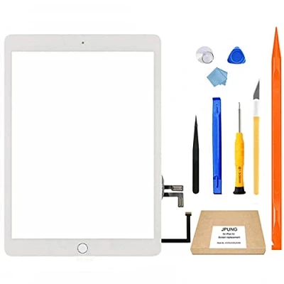 Imagen de JPUNG Digitalizador para iPad 5ª generación 2017, A1822 A1823 5 Pantalla táctil 9.7 pulg, con botón de inicio, kit reparación completo