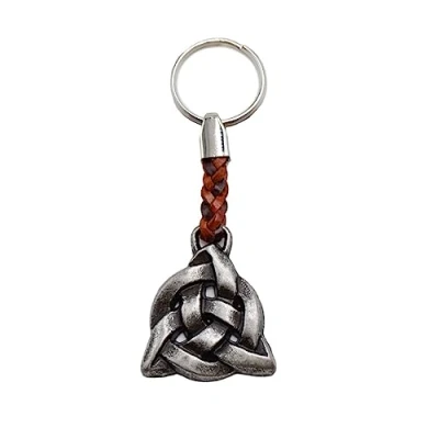 Imagen de Claro Schmuck Llavero de metal 2 mm grosor, correa piel sintética, longitud total: 9 cm 11 aprox, Nudo celta, Talla única