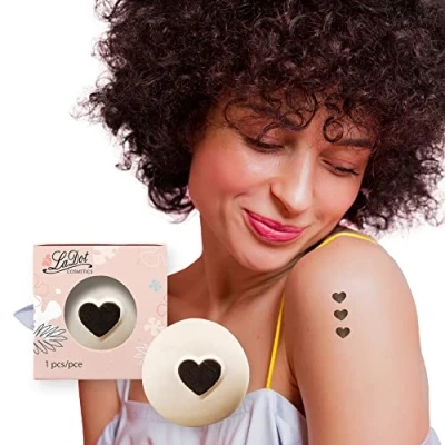 Imagen de LaDot Tatuajes Temporales Adultos y Niños, Falsos Suaves para la Piel, Sello de Tattoo Temporal el Cuerpo Brazo, Resistente al Agua, Corazón