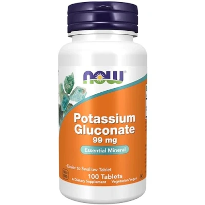 Imagen de Now Foods, Gluconato de Potasio (Potassium Gluconate), 99mg, 100 Tabletas Veganas, Probadas en Laboratorio, Sin Gluten, Soja, Vegetariano, No GMO