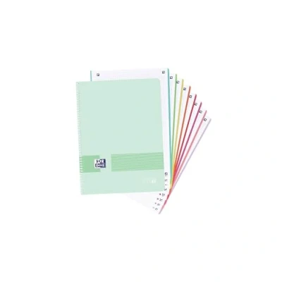 Imagen de Oxford Live &amp; Go, Cuaderno A4+ Cuadriculado 5x5, Tapa Plástico, 160 Hojas, 8 Bandas de Color, Libreta Microperforada, Color Ice Mint Pastel