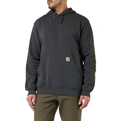 Imagen de Carhartt, Hombre, Sudadera Con Logotipo Gráfico En La Manga, Ajuste Holgado, Tejido De Grosor Medio, Gris carbón jaspeado, L