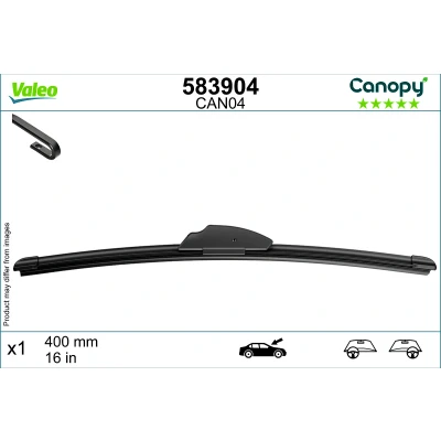 Imagen de limpiaparabrisas Valeo Canopy 583904 400mm Escobilla con hoja plana, Goma de &gt;80 % materiales sostenibles TOYOTA: Auris Hatchback