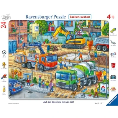 Imagen de Ravensburger Auf Der Baustelle ist Was infantil 05142 ¡Lo Que está pasando en el Sitio Puzzle con Marco para niños a Partir de 4 años, 24 Piezas, Color Teal/Turquoise Green (05142)