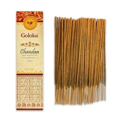 Imagen de Varillas de Incienso Goloka Chandan 1 Paquete 100 g (70 90 Varillas) Aromaterapia Meditación Yoga Packaging EcoFriendly
