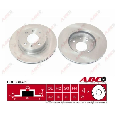 Imagen de ABE C30330ABE Disco de freno Eje delantero 252 18 4 ventilado KIA: Picanto I, HYUNDAI: i10 I