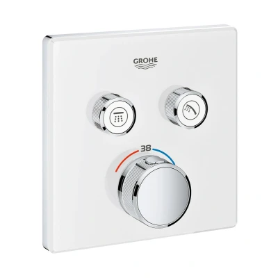 Imagen de Grohe 29156LS0 Grohtherm Smartcontrol Termostato para Ducha con cristal blanco, 2 Chorros Regulables, Moon White, Cuadrado