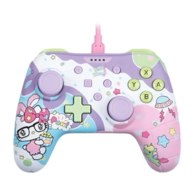 Imagen de Konix Hello Kitty Mando con Cable para Nintendo Switch, Switch OLED y PC Función de vibración 3 m Violeta rosa