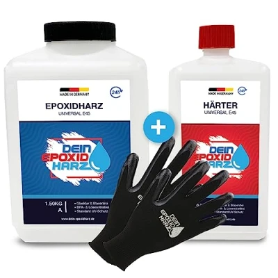 Imagen de Longfair Chemicals Resina Epoxi con Endurecedor + Guantes de Protección, Transparente, 2.25 kg, incluyendo instrucciones en español