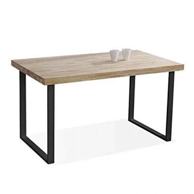 Imagen de Adec Group duehome Natural, Mesa Fija de Comedor, Salon o Cocina, Color Roble Salvaje y Negro, Medidas: 140 cm (Largo) x 80 (Ancho) 76,5 (Alto)