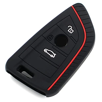 Imagen de Finest Folia Carcasa de silicona para llave coche con 3 botones, color negro y rojo
