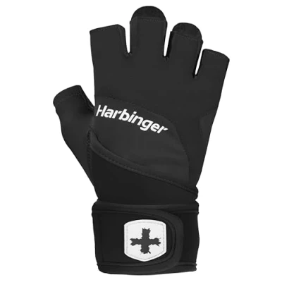 Imagen de Harbinger Training Grip Muñequeras, Guantes de Levantamiento Pesado para Mayor Protección la Palma y Estabilidad Muñeca, Unisex, Grande, Negro, S