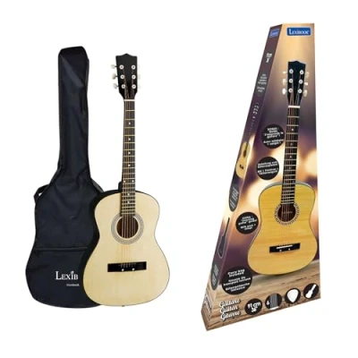 Imagen de Lexibook LexibookGuitarra Acústica, 91 cm, Guía de Aprendizaje, 6 Cuerdas Nylon, Funda Transporte incluida, Madera/Negro