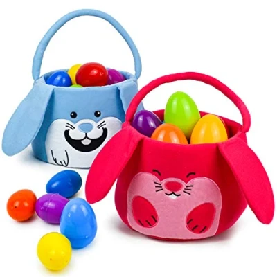Imagen de JOYIN 2 Paquetes Cestas de Conejitos Felpa con Huevos Pascua para la Caza Pascua, Regalo Regalos Fiesta niños