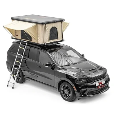 Imagen de Dragon Winch Tienda de Techo para Coche 2 Personas Duro Aluminio con colchón, Escalera telescópica, Bolsillos Accesorios y mosquiteras Impermeable campaña Type R