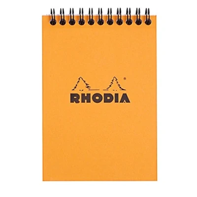 Imagen de RHODIA, 13500C, Libreta con espiral, A6, Interior: cuadrados pequeños, 80 Hojas papel blanco Clairefontaine 80gr, Naranja