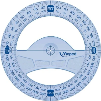 Imagen de Maped Reglas Escolares Geometric Transportador de Ángulos 360 Diámetro 12 cm Diseño Transparente con Graduaciones Impresas Empuñadura Ergonómica Indicación del Centro
