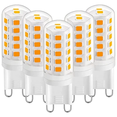 Imagen de bombilla LED G9 3W blanco cálido 2700K, bombillas 420LM, equivalente a halógena 28W 40W, tipo maíz para lámpara de escritorio, sin parpadeo, CA 220 240V, paquete 5