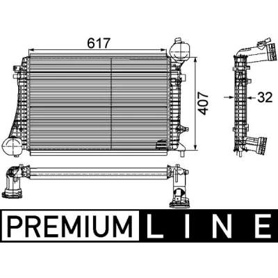 Imagen de MAHLE ORIGINAL CI 166 000P Intercooler con sensor AUDI: A3 Hatchback, Sportback, SEAT: Leon II Altea, Altea XL, VOLKSWAGEN: Golf 5