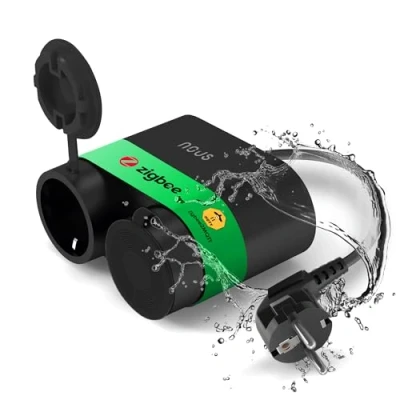 Imagen de Zigbee enchufe inteligente Alexa Nous A4Z Exterior Impermeable, Temporizador Tuya Smart life dispositivos Amazon echo Google Home Assistant, domotica para el hogar doble pared