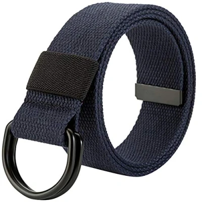 Imagen de Hombres Mujer Cinturón Táctico de Lona con Anilla en D ring,Dark Blue,Ancho: 3.8 CM,Largo:100 CM