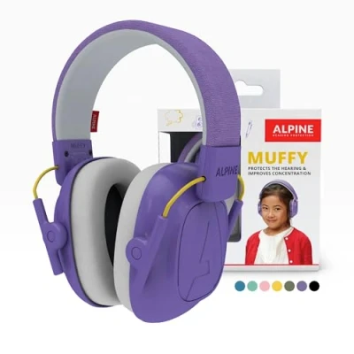 Imagen de Alpine Muffy Protectores de Oído para Niños Cascos Antiruido hasta 16 años Insonorización diseñados Cómoda Protección Auditiva Banda Sujeción Ajustable Morado