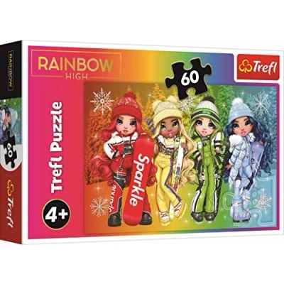 Imagen de Trefl 60 Elementos Rompecabezas Colorido con Personajes de Cuento Hadas Rainbow High, Creativo, Diversión para Niños a Partir 4 años Puzzle, Color, muñecas alegres (17380)