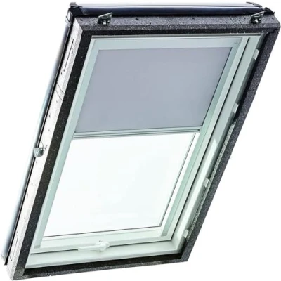 Imagen de Roto Estor Opaco Original ZRV Casi Completo, riel de guía Plateado para Ventanas tejado Designo R4/R7 y Classic 43/73 con tamaño 054/118, Color Gris Claro