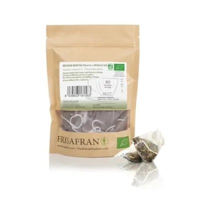 Imagen de FRISAFRAN Infusión de regaliz y menta Ecológica 30 Uds 60g Biológica Digestiva Té natural Raíz te Directamente del Productor Origen España