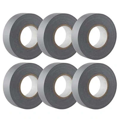Imagen de GTSE Cinta aislante gris de 19 mm x 20 m para instalaciones eléctricas Autoadhesiva y resistente proteger, agrupar reparar cables 6 Rollos
