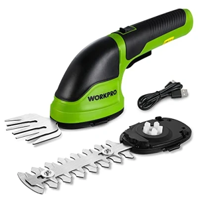 Imagen de WORKPRO Tijeras Cortacésped y Arreglasetos 2 en 1, 3,6 V Cortasetos a Batería Ah, Arreglaseto con Tipos de Cuchillas Ancho Corte 75 mm, 118 Herramienta para Jardín (Verde)