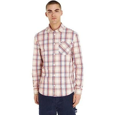 Imagen de Tommy Jeans Check Pocket Camisa, Hombre, Talla: XL, Ancient white
