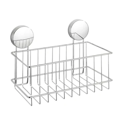 Imagen de Wenko Cesto Hondo Static Loc Plus Osimo, Metal, Chrom, 24 x 16,5 13,5 cm, Plata