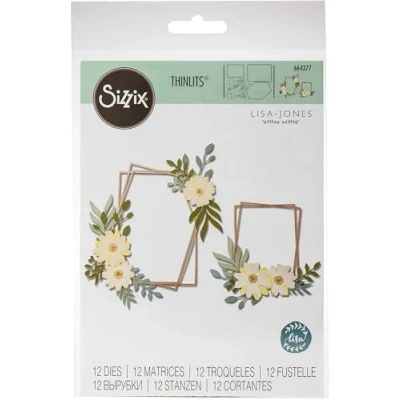 Imagen de Sizzix Set de Troqueles Thinlits 12 pzas 664377 Marco Geo Floral by Lisa Jones, Multicolor, Talla única