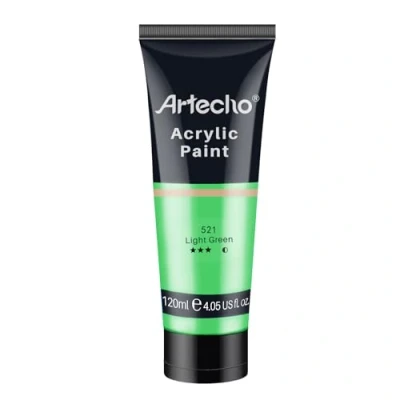 Imagen de Artecho Pinturas Acrilicas 120ml Verde Suave, Impermeable y resistente a la luz, para Lienzos, Tela, Madera, Cristal, Piedras.