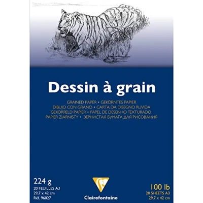 Imagen de Clairefontaine 96027C Bloc de dibujo (DIN A3, 29,7 x 42 cm, 224 g, 20 hojas), color blanco