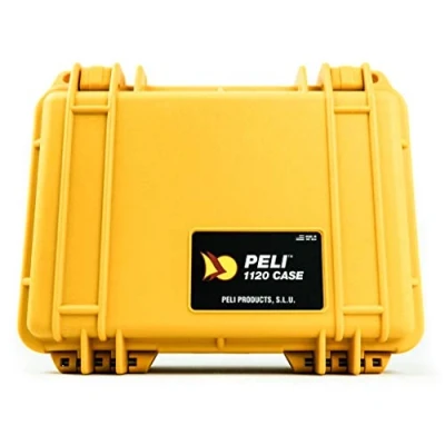 Imagen de PELI 1120 Caja de transporte estanca para objetos frágiles, IP67 e impermeable al polvo, 2L capacidad, fabricada en EE.UU., sin espuma, color amarillo