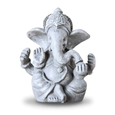 Imagen de Zen Light Ganesh Estatuilla de decoración y Feng Shui Aporta un Ambiente calmante Relajante a tu Interior Estatua la Suerte Color Gris Altura: 12 cm Zen&#039;Light, Resina, Plateado