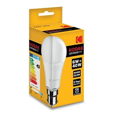 Imagen de BOMBILLA KODAK LED GLOBO A60 E27 480LM CALIDO 3000K 6W=40W NO REGULABLE