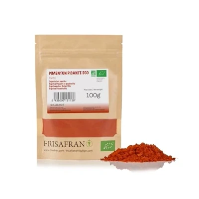 Imagen de FRISAFRAN pimentón Ahumado dulce en polvo 100g Ecológico molido especia molida pimenton español Alto nivel vitaminas y minerales Origen Murcia