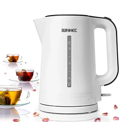 Imagen de Duronic EK17 WE Hervidor de agua eléctrico 2200W Capacidad 1,7 L Desconexión automática Base giratoria 360 Filtro antical Compacto Libre BPA Blanco