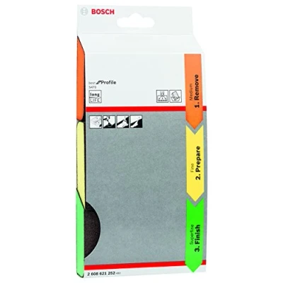 Imagen de Bosch Professional 2608621252 Esponja S470 por Profile (Madera, plástico y Metal, 69 x 97 26 mm, Accesorios para Lijado a Mano), Verde/Amarillo/Naranja, Set, 3 Piezas