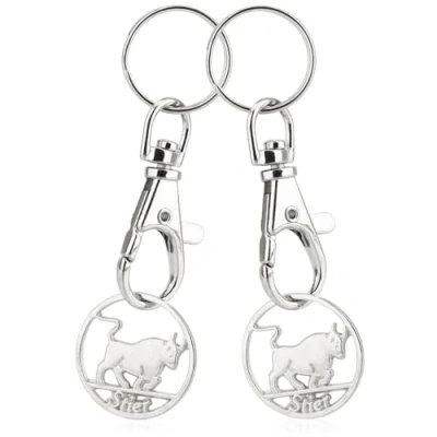 Imagen de Robin Goods® 2X Llavero Signo del Zodiaco Tauro Chip Carrito de la Compra, Colgante para el Compra con extraíble, mosquetón y (Tauro 2X)