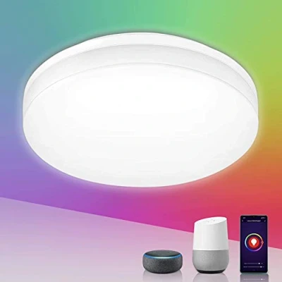 Imagen de Lepro Plafon LED Techo Inteligente, Conectada WIFI 15W 1250LM Impermeable Colores Regulable (RGB + Blanco Cálido a Frío 2700 6500K), Aplicación de Control Remoto, Funciona con Alexa/Google Assistant
