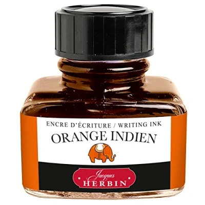 Imagen de Herbin 13057T Botella de tinta 30 ml para pluma y bolígrafo roller, naranja indio