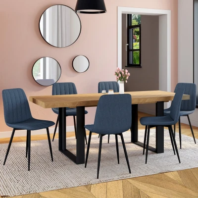 Imagen de Lote de 6 sillas comedor MIRA tela azul